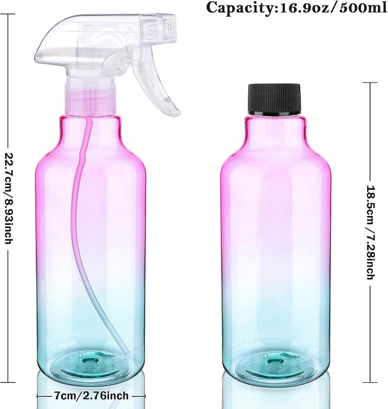 Hethyo Spray Bottles Plastic Spray Bottle for Hair Mist/Stream Heavy Duty Empty Spray Bottles for Cleaning Solutions, Plants, Cooking (16.9oz-Gradient+nozzle) - Image 5